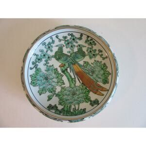 Gold Imari Hand painted Peacock Motif Porcelain Floral Pattern Small Dish